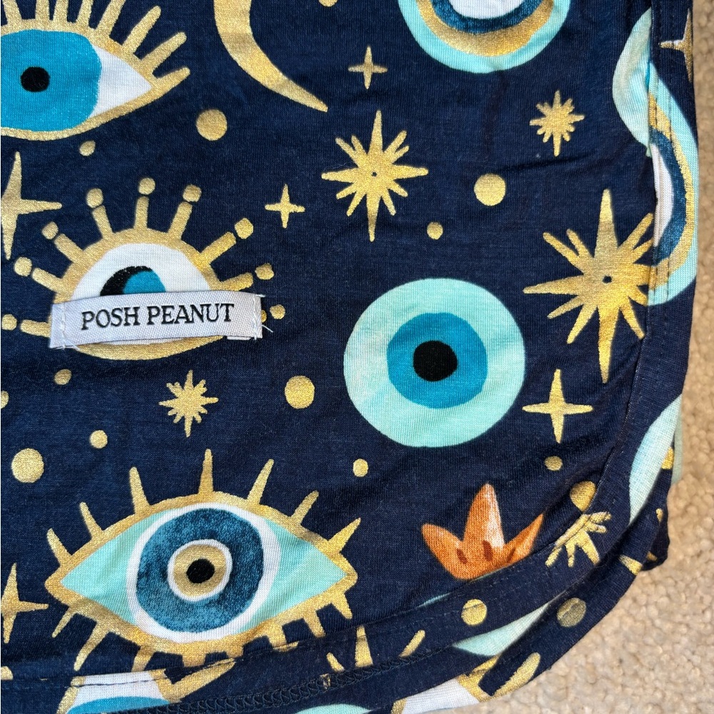 Posh Peanut Fiona Evil Eye Print Reversible Patoo Blanket - 40”x40” - Picture 2 of 7